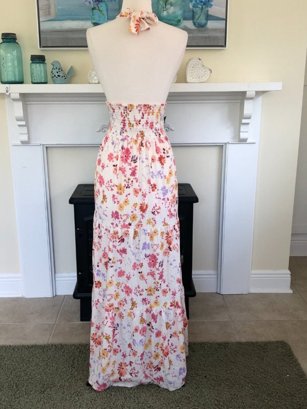 NWT Cotton Emporium Floral Halter Tiered Maxi Dress Size Medium USA - Picture 2 of 8